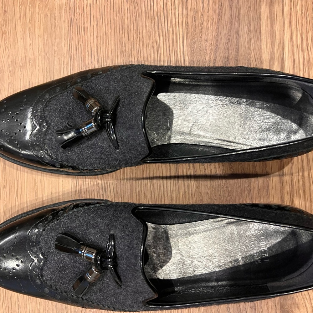 Women’s Black Tassel Loafers - Classic Dress wing-tip style loafers